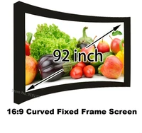 wholesale retail digital 3d projector screen 92 inch view size 114x223cm curved fixed frame projection screens 1080p show