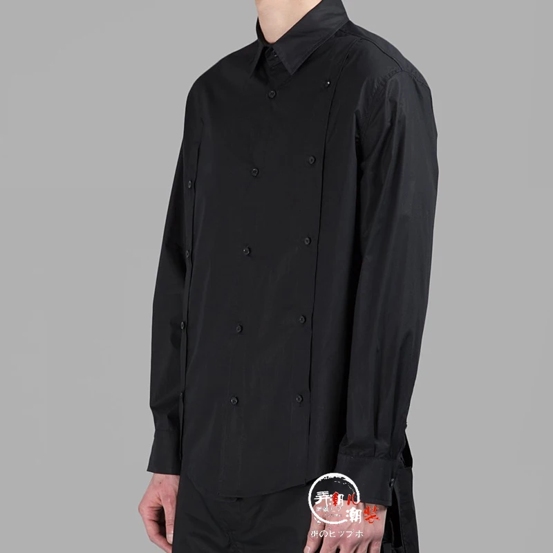 Original fashionable black shirt with multi-button button deconstruct creative long-sleeve shirt  S-6XL! Large men's shirts