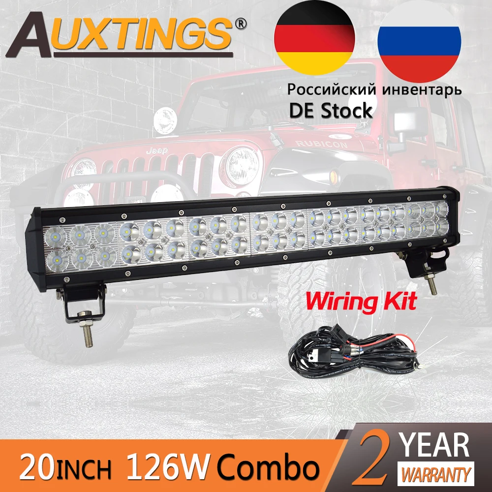Фото Auxtings LED авто 20 дюймов 126 Вт двойной ряд IP67 водонепроницаемый CE RoHS комбинированный
