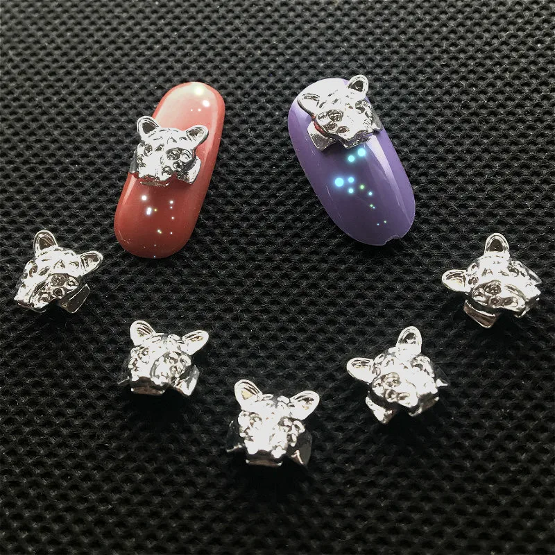 10 шт. леопардовые украшения для дизайна ногтей Kawaii 3d Nailart аксессуары серебряная
