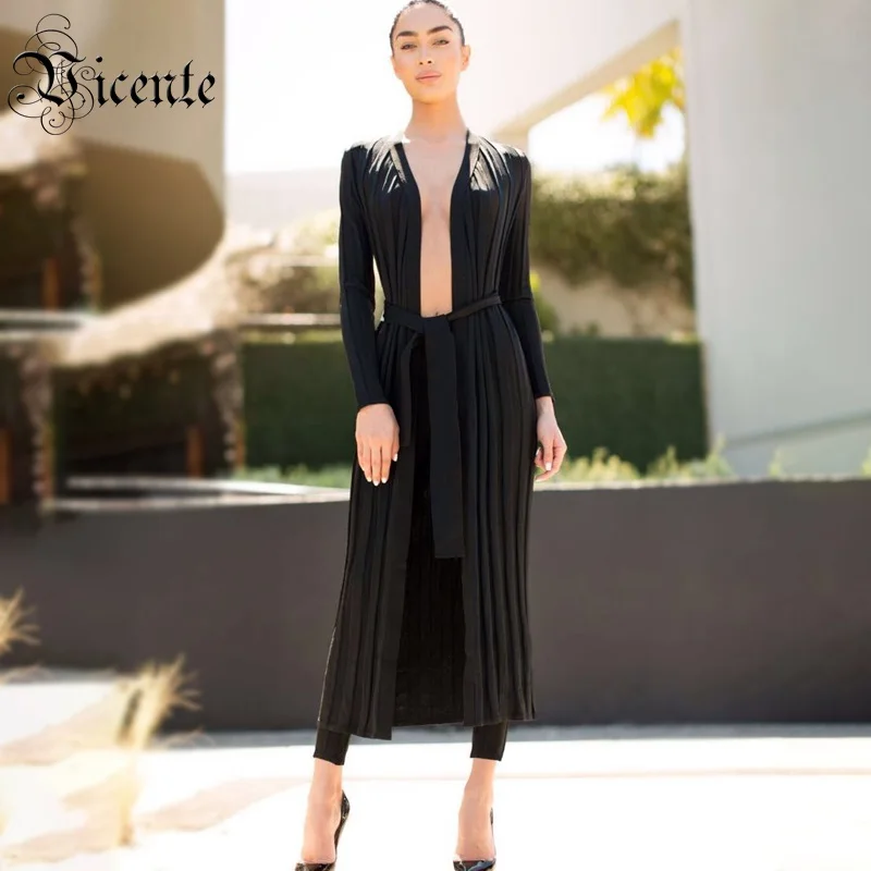 Распродажа! VC 2020 новый шикарный элегантный полосатый шнуровка с длинным рукавом V