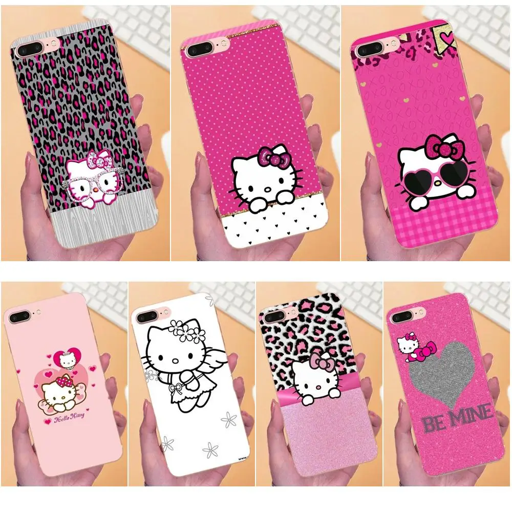 Мягкий чехол Hello Cat с рисунком котенка для Apple iPhone 4 5 5C 6 6S 7 8 Plus X XS Max