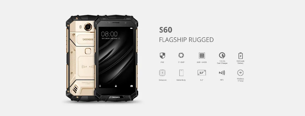 DOOGEE S60 6 ГБ Оперативная память 64 Гб Встроенная 4 аппарат не привязан к оператору