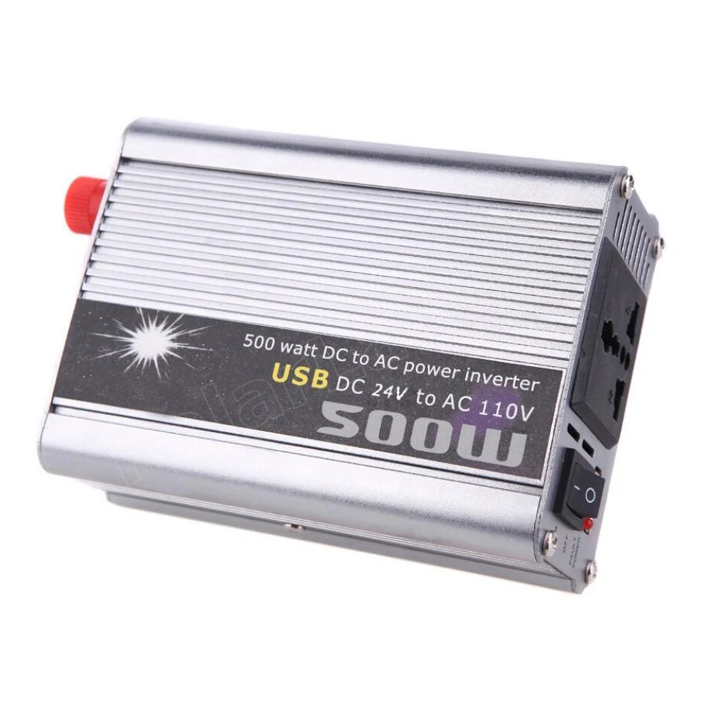

Free shipping voltage transformer modified sine wave USB charger DC 24V to AC 110V 500w car power inverter converter