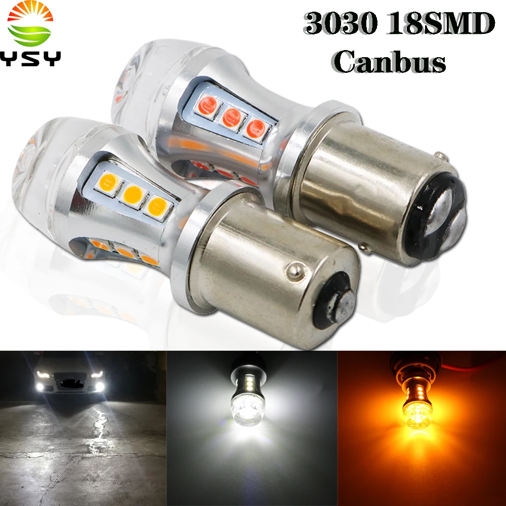 

YSY 50 шт. W21W светодиодный лампочка T20 7440 P21W BAY15D 18SMD 3030 чип Автомобильный светодиодный задний фонарь сигнал поворота DRL Лампочки с объективом