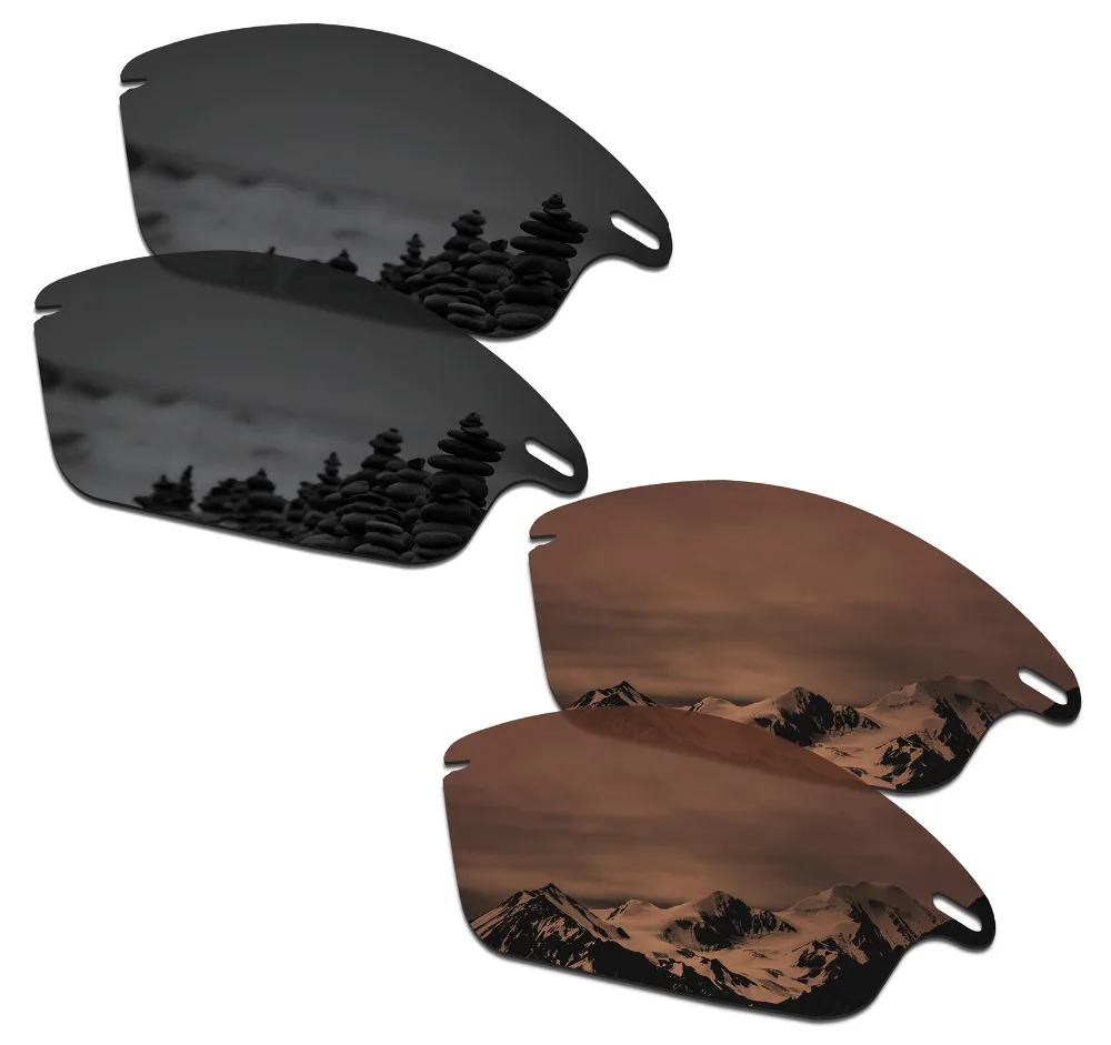 

SmartVLT 2 Pairs Polarized Sunglasses Replacement Lenses for Oakley Fast Jacket Stealth Black and Amber Brown