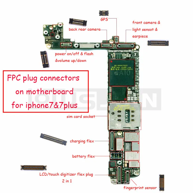 20 шт. материнская плата ЖК экран камера 3D подсветка GPS антенна для iPhone 7 7p plus FPC