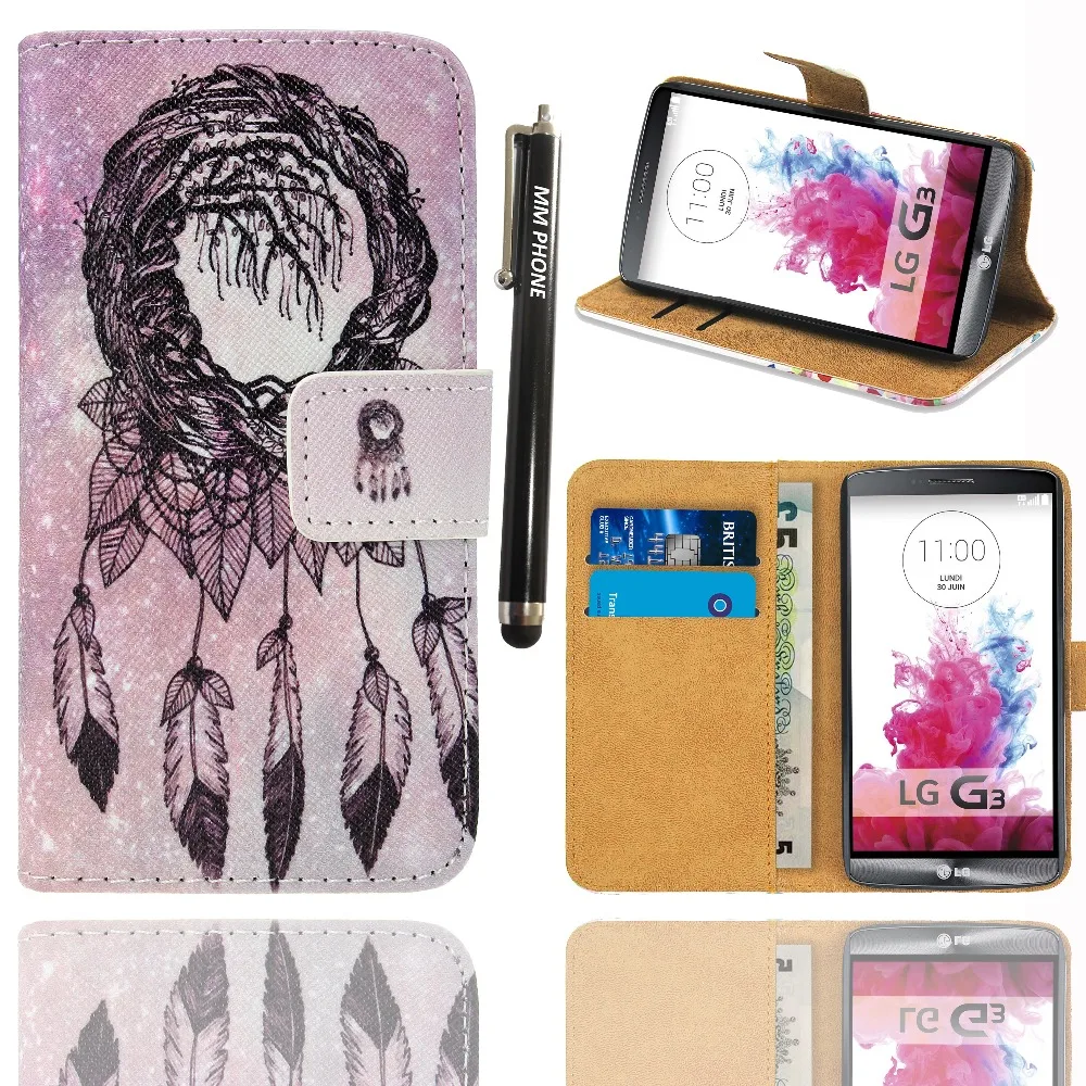 case for LG G3 Housse Coque Premium Leather Flip Wallet Bag Cover with stand and Card Holder Phone Protection + Stylus | Мобильные