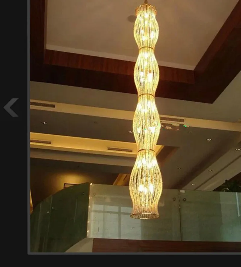 Duplex house 2-5M long cylinder chandelier lighting modern large crystal lustre Villa hotel stair Lighting Pendientes | Освещение