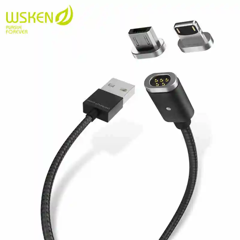 Магнитный кабель WSKEN Mini 2 USB для iPhone 5 6 7 8 Plus Samsung IOS / Micro кабели быстрой зарядки со
