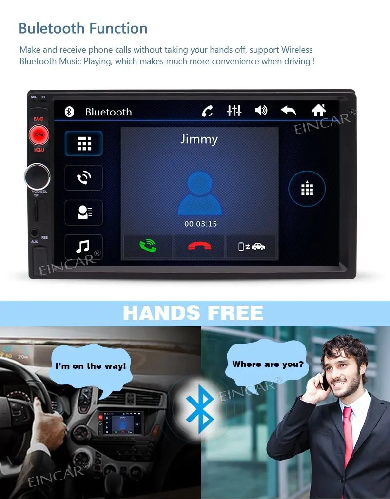 Беспроводная задняя камера + Eincar Bluetooth 2 Din автомобильный стерео SWC USB/TF порт fm-радио