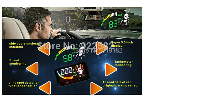HUD парковочный сенсор 6 SystemCar Head Up Display защита от превышения скорости разъем OBD II