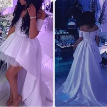 Новые сексуальные белые атласные платья с открытыми плечами и