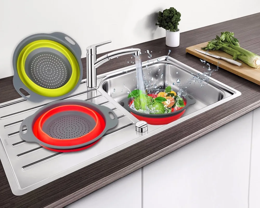 2 шт./компл. складной силиконовый дуршлаг корзина для мытья фруктов и овощей