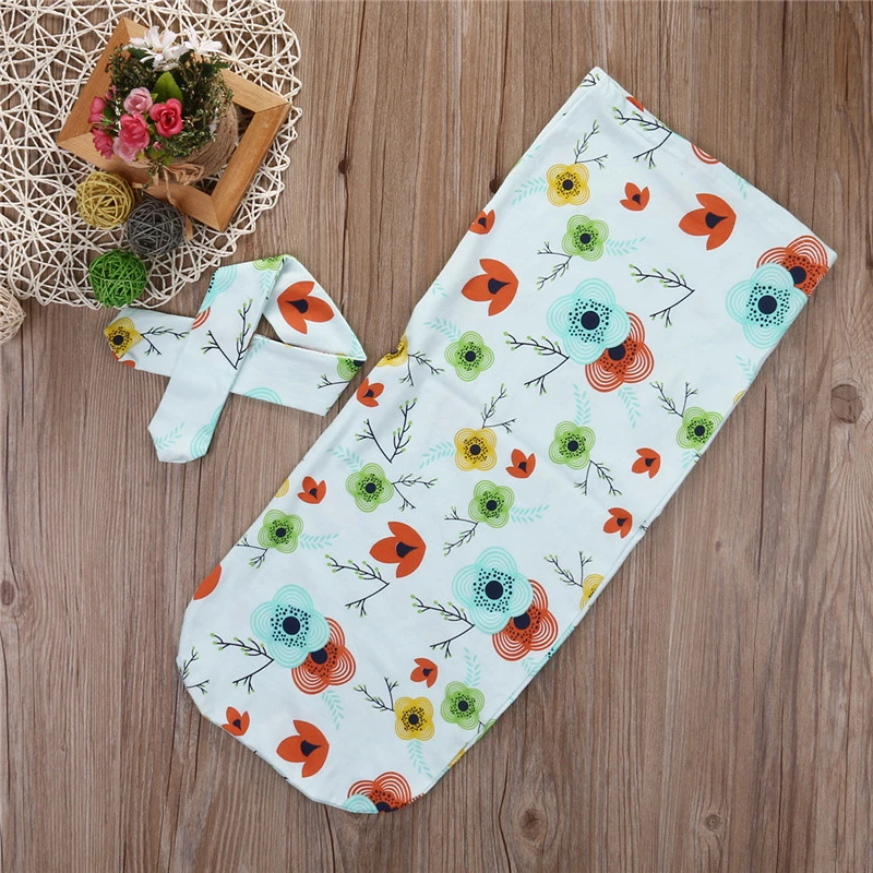

2Pcs/Set ! Newborn Baby Swaddle Blanket Baby Sleeping Swaddle Muslin Wrap Headband 2017 New Arrival Fashion Newborn Sleeping Bag