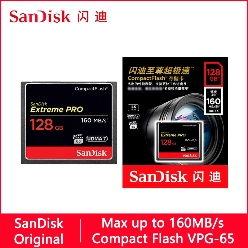 

SanDisk Extreme Pro Compact Flash CF Card 128GB 32GB 64GB 256GB 160MBS Memory Card 32 64 128 GB Flash Card Memory Carte Memoire