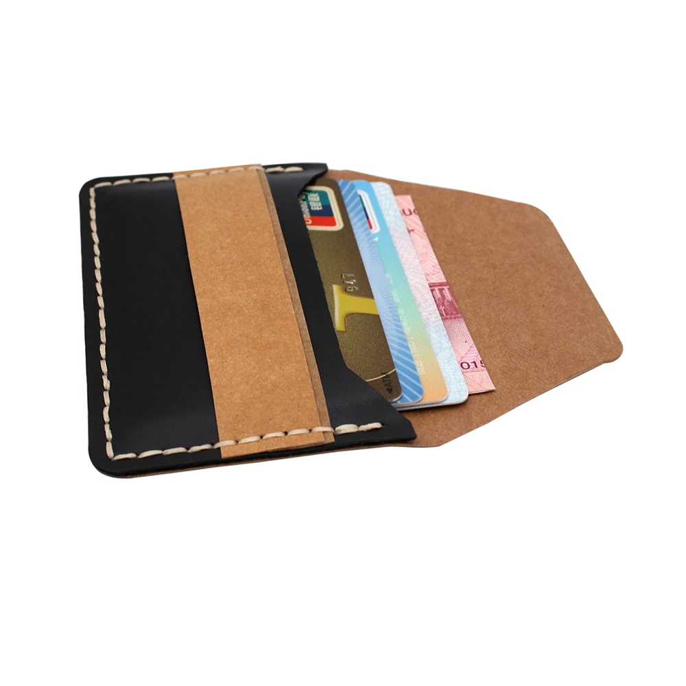 Manual Cow leather card package Washable kraft paper holder Business Mini | Багаж и сумки
