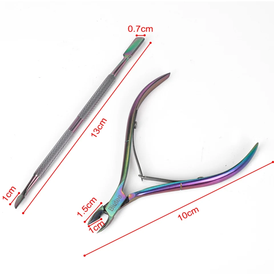 Biutee 2 шт. Радужный Хамелеон для дизайна ногтей кутикулы толкатель резак Кусачки