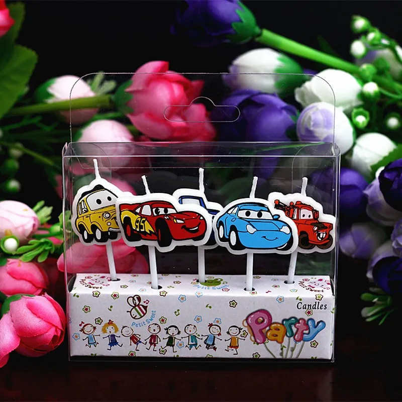 12 упак./лот мальчиков вечерние автомобили торта свечи искусства наборы палочек
