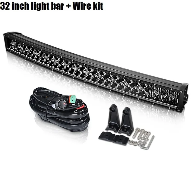 32inch bar with Wire DERI 5D 22 32 42 дюймов черный объектив 200 Вт 300 Вт 400 Вт изогнутый СВЕТОДИОДНЫЙ рабочий светильник для LADA Jeep Dodge Toyota SUV ATV внедорожный пикап - Цвет: 32inch bar with Wire