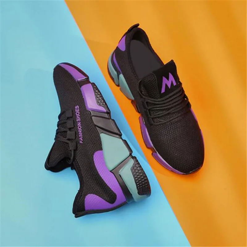 Женские кроссовки DIWEINI дышащие красного/фиолетового цвета на весну-лето 2019 |