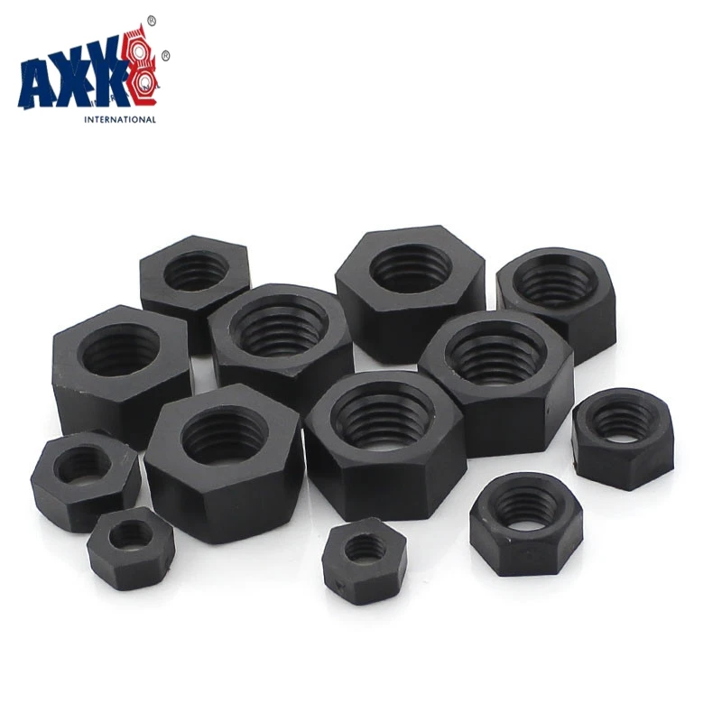 AXK 50 шт. DIN934 M2 M2.5 M3 M4 m5 m6 m8 m10 m12 черный нейлоновый болт нейлоновая Шестигранная гайка шестигранные пластиковые гайки
