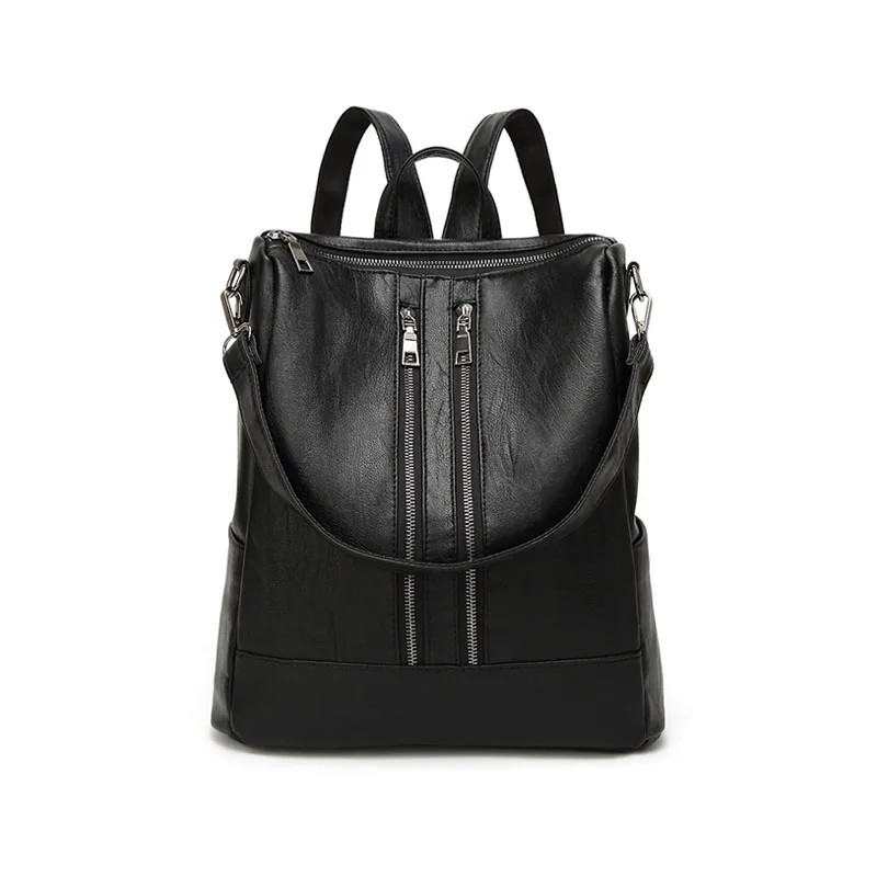 Европа и США Мода Девушка Рюкзак Новый двойной молнии простой Большая емкость