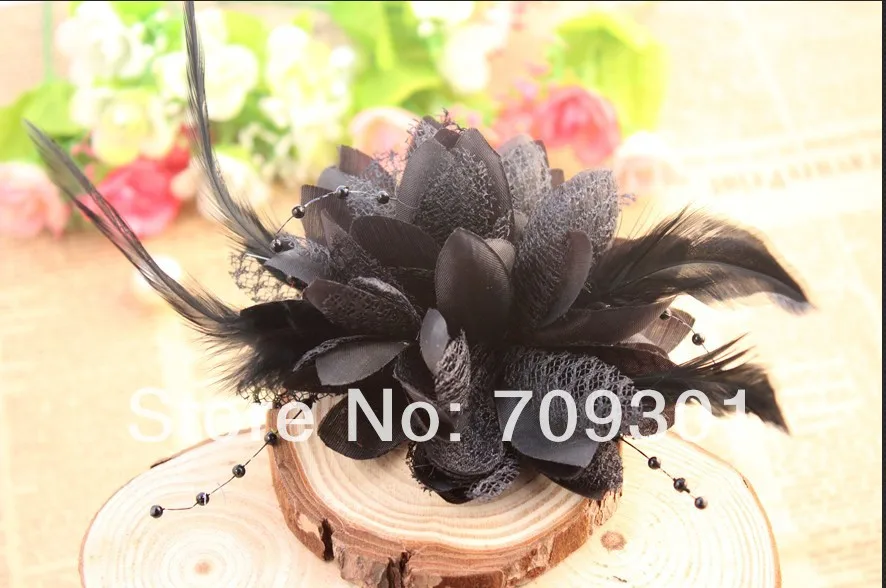 

4" Feather flowers vintage fabric flowers flat back 8 colors