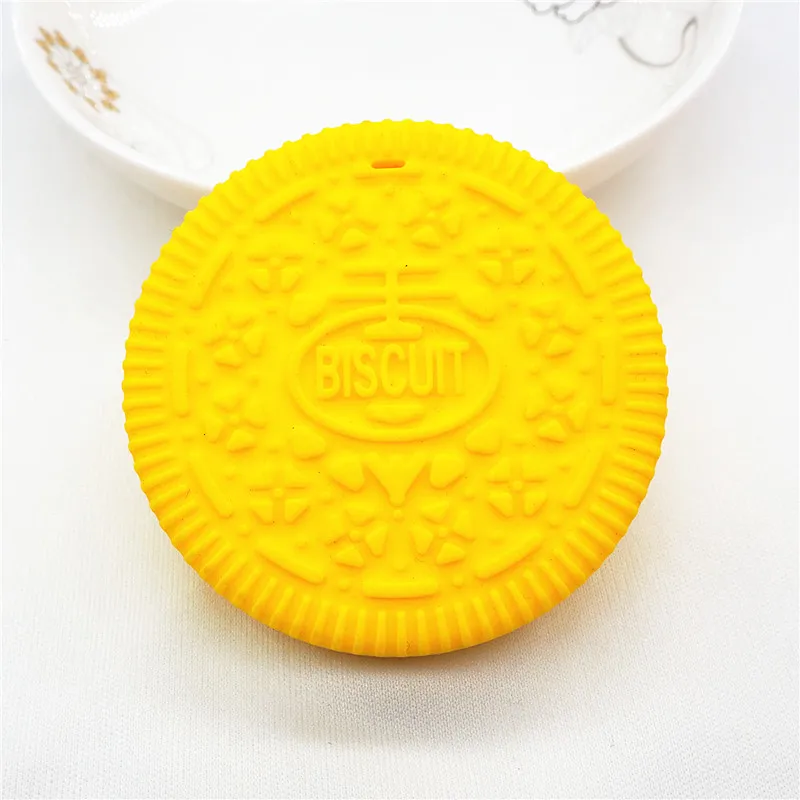 Yellow Chenkai 2 шт без БФА, силиконовый подвесной Прорезыватель для зубов для печенья DIY детское печенье кольцо для соски Подвеска для кормления грудью Ювелирная игрушка в подарок - Цвет: Yellow