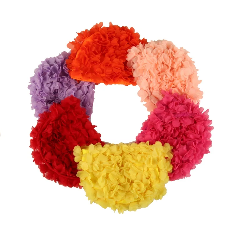 

Women Petals Bathing Cap Swimming Pool Swimming Cap Hat Free size Colorful Bathing Cap
