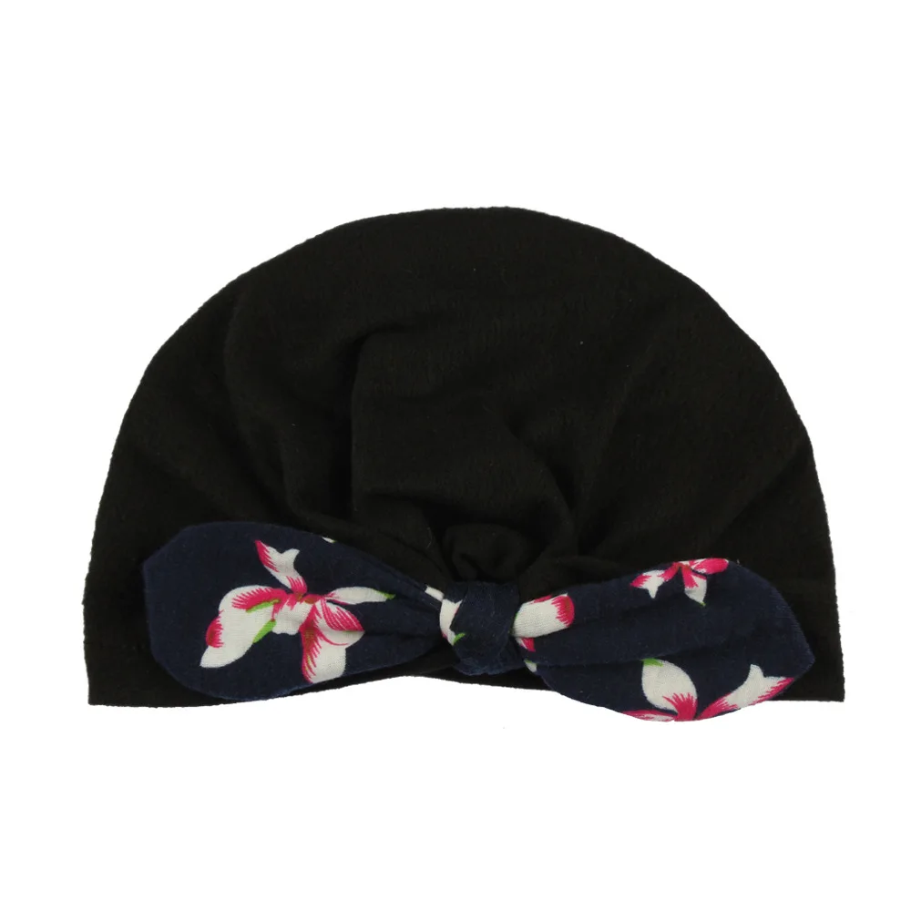 E205643 Sweet Dot Baby Girl Hat with Bow Candy Color Baby Turban Cap for Girls Elastic Infant Accessories 1 PC - Цвет: E205643