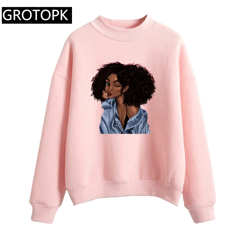 2bunz Melanin Poppin Aba queen Art Harajuku мода, женские толстовки с длинными рукавами милая Толстовка для девочек флисовые свободные пуловеры