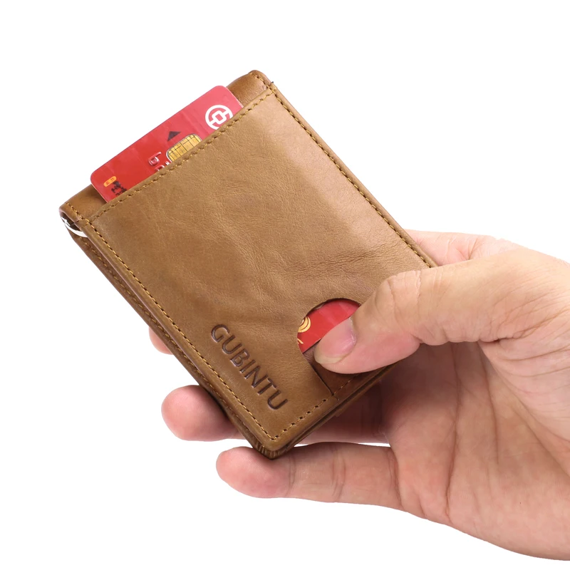 Gubintu кошельки Rfid блокирующие модные милые из натуральной кожи с зажимом для