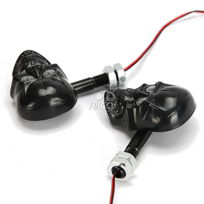 free shipping Black Skull Head Motorcycle Turn Signal Indicator For Yamaha Honda Suzuki Kawasaki Harley Davidson Ducati KTM ... |