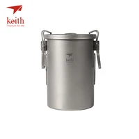 keith titanium outdoor camping cooking pot with folding handles hiking cooker travel picnic cookware utensils 900ml 256g ti6300