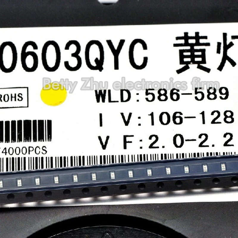 100 шт./лот 0603 SMD LED яркий желтый светодиод 1608 | Лампы и освещение
