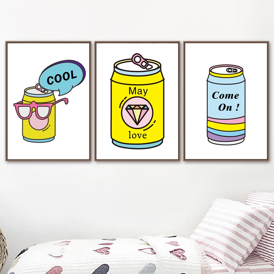 

Cartoon Funny Can Wall Art Canvas Painting Nordic Posters And Prints Wall Pictures For Living Room Home Decor