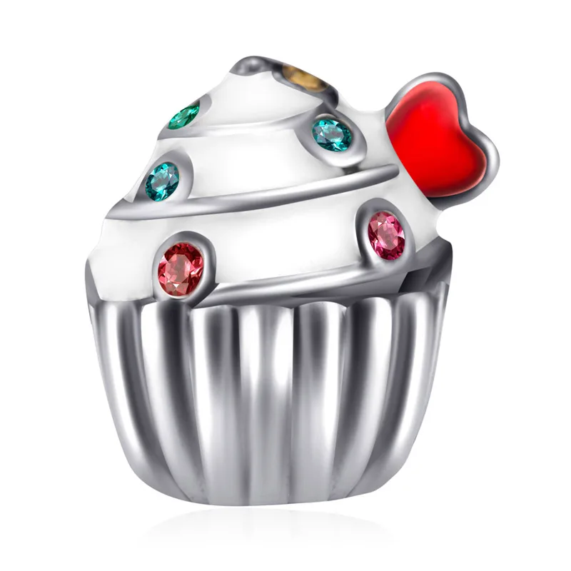 Soulbead 925 пробы серебро австрийского хрусталя сердце кекс шарик шарма с красочными