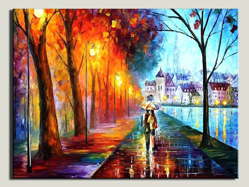 Горячая Распродажа романтическая парная картина ходьба под дождем HD фото