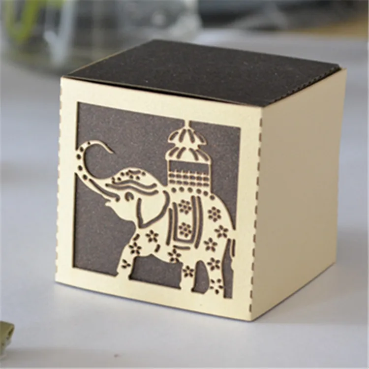 

Christmas gifts laser cut cute elephant wedding favor box custom thailand style chocolate packing box