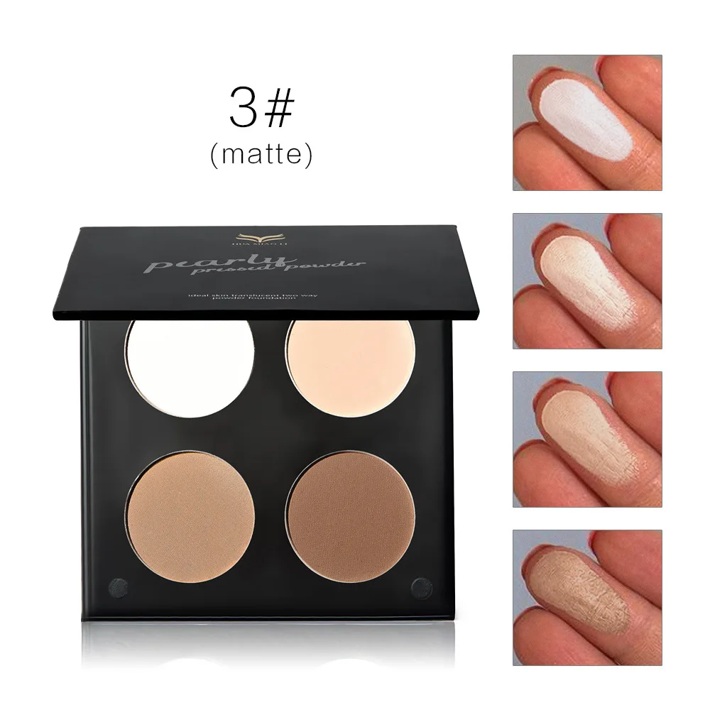 4 Colors Highlighter Bronzer Powder Palette Set Brighten Base Makeup Glow Kit | Красота и здоровье