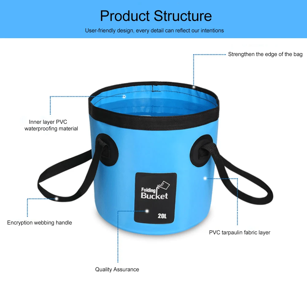 SZX 12L/20L 500D складное ведро для рыбалки, водонепроницаемые ведра, портативная складная сумка для хранения, для улицы, для мытья автомобиля, кемпинга, рыболовное ведро