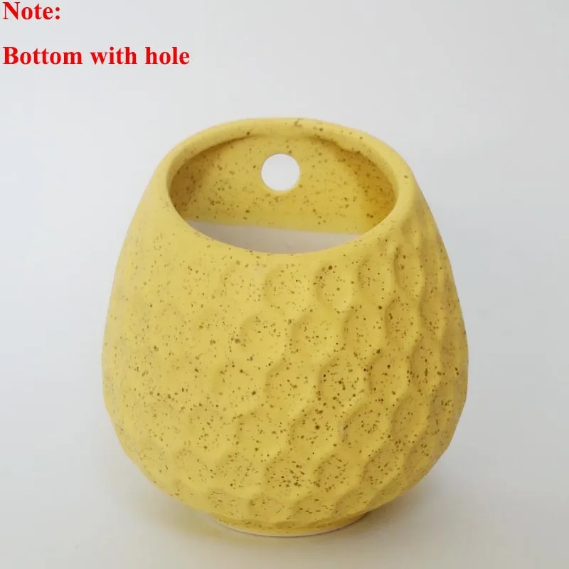 G(with hole) Креативная белая керамическая настенная ваза для улицы, гидропоника, растение, подвесной цветочный горшок, для дома, Настенное кашпо, для дома, гостиной, горшок для суккулентов - Цвет: G(with hole)