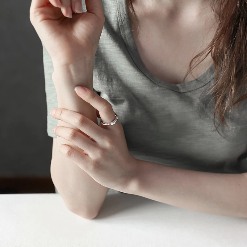 LouLeur, серебро 925 пробы, двойная петля, крестообразная Пряжка, кольца, серебро, простой стиль, кольца для женщин, креативное ювелирное изделие, подарок