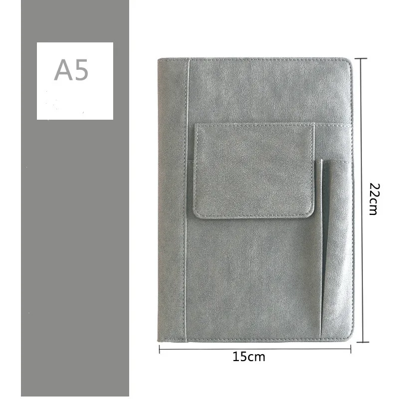 Light Grey A5 бизнес твердый переплет многоразовый планировщик блокнот школьный офисный Дневник Журнал утолщенная кожа Filofax канцелярские принадлежности - Цвет: Light Grey