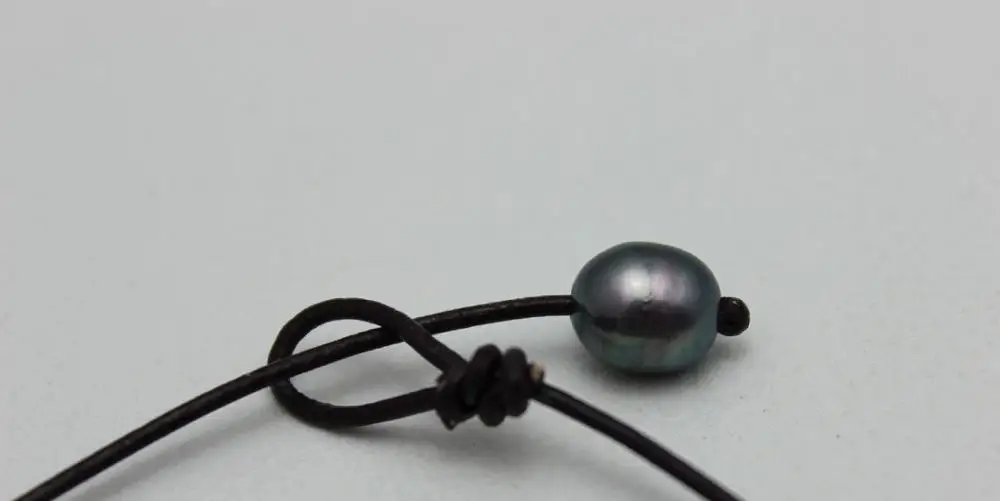 &gt@@@@@ Темно-коричневый Натуральная Кожа 3 белый Пресной Воды Жемчужное Ожерелье