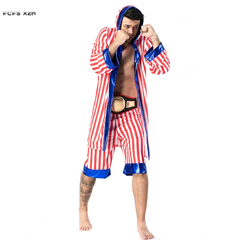 

Man Sportswear Boxer suit uniform Cosplay Halloween Game Costume Carnival Purim Masquerade masked ball Nightclub Bar Party dress