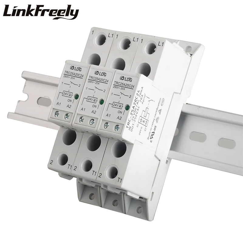 TRC-25A20C24 высокой мощности Din рейку реле 24VDC/AC 20mA вход 250VAC 20A выход Мягкий Запуск электромагнитного контакта релейный модуль