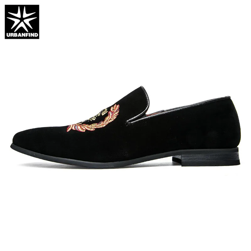 URBANFIND/модные мужские лоферы с вышивкой замшевая обувь размеры 38-45 повседневные