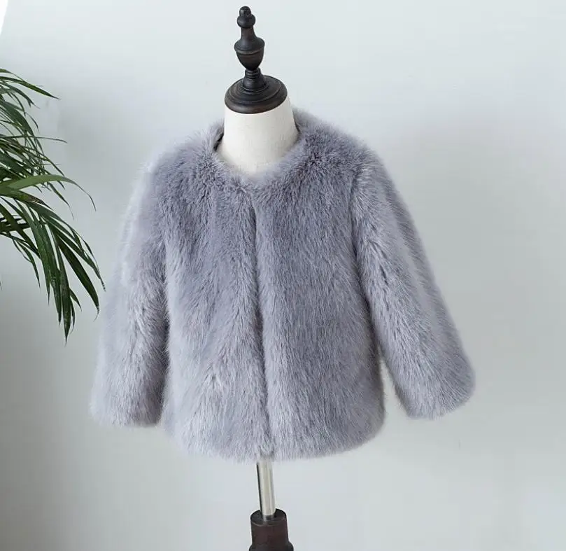 grey o-neck Г., зимнее Детское пальто из искусственного меха норки пальто с отворотом и капюшоном из искусственного меха утепленное пальто для мальчиков и девочек верхняя одежда с длинными рукавами, Y01 - Цвет: grey o-neck